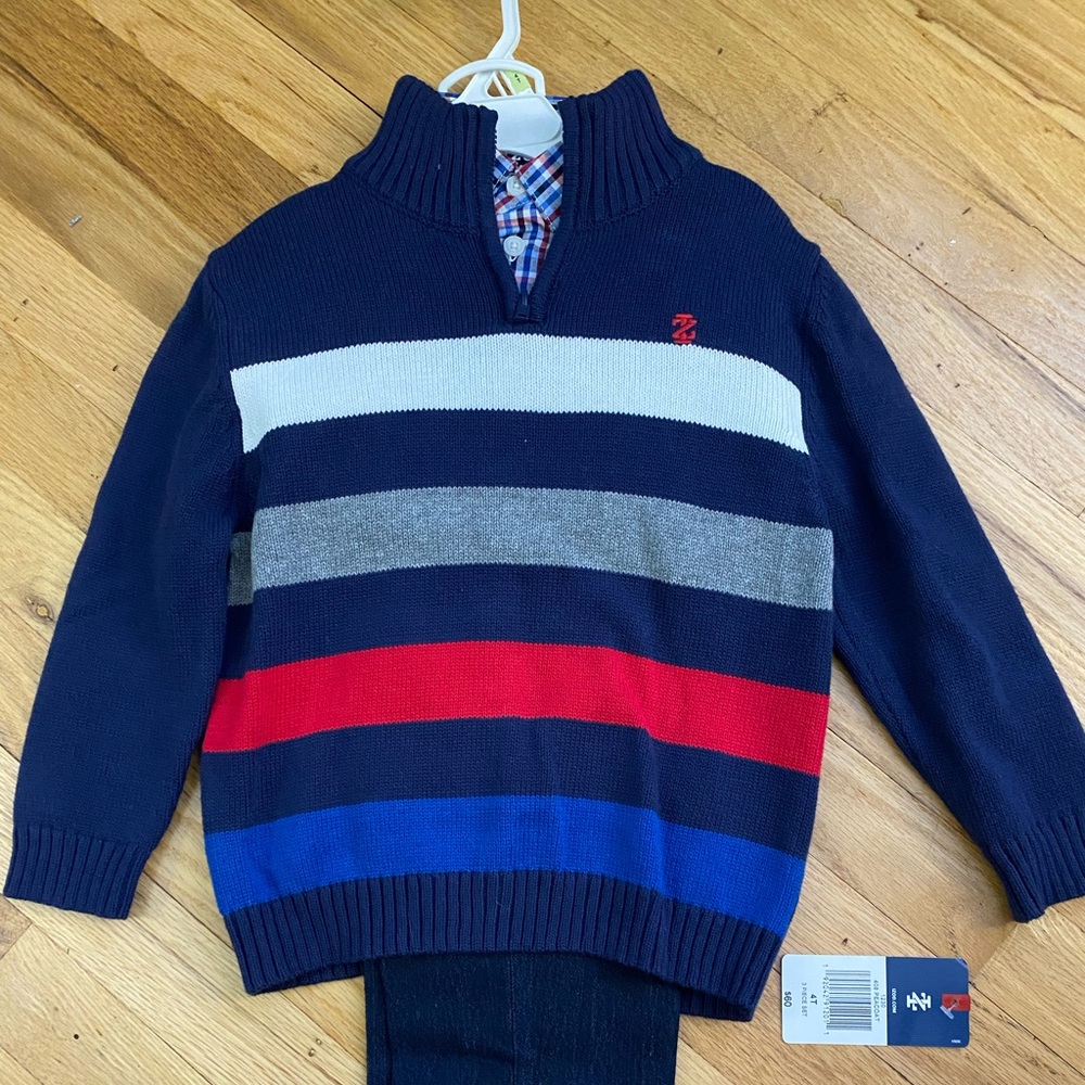 NWT: IZOD Toddler 3-Piece Sweater, Dress Shirt and Pants set